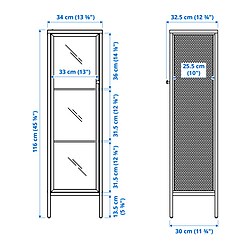 Measurement Illustration - BAGGEBO cabinet with glass doors