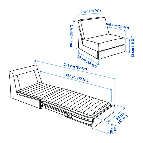 KIVIK, 1-seat sleeper sofa. 7 of 7 open dialog