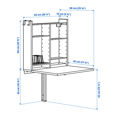 NORBERG, wall-mount foldable table with storage 12 of 13 open dialog