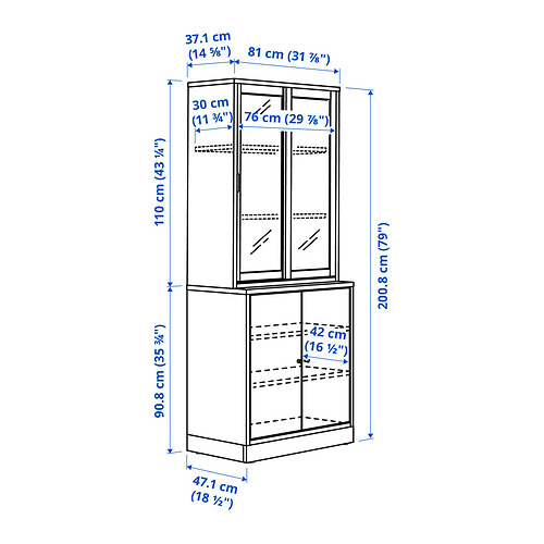 TONSTAD, storage with sliding glass doors 5 of 5 open dialog