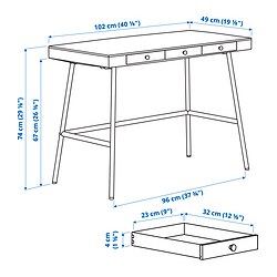 Ilustración de medidas - LILLÅSEN escritorio