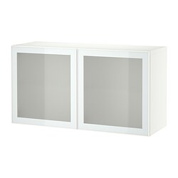 BESTÅ, sideboard with doors, White / Glassvik white-light green frosted glass
