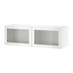 BESTÅ, comb de gabinetes montados pared, Blanco / Glassvik blanco