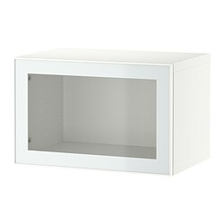 BESTÅ, shelf unit with glass door, White / Glassvik white-light green clear glass