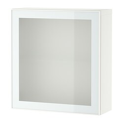 BESTÅ, wall-mounted cabinet combination, White / Glassvik white-light green frosted glass