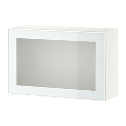 BESTÅ, wall-mounted cabinet combination, White / Glassvik white-light green clear glass