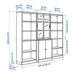 Ilustración de medidas - TONSTAD armario con puertas corredizas vidrio