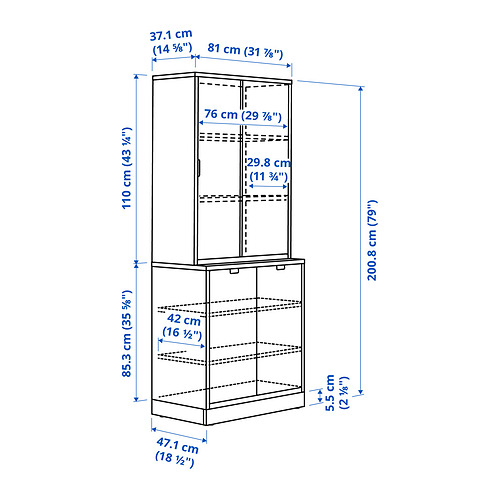 TONSTAD, storage combination with sliding doors 5 of 5 open dialog