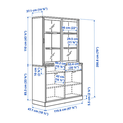 TONSTAD, storage with sliding glass doors 6 of 6 open dialog