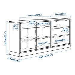 Ilustración de medidas - TONSTAD combinación de almacenaje