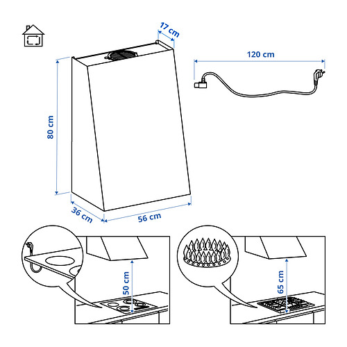 FIVELSBO, wall mounted range hood. 8 of 8 open dialog