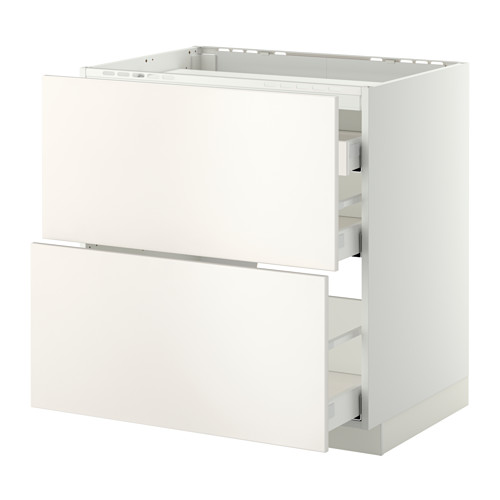 Un mueble de cocina METOD blanco de líneas suaves y limpias y dos cajones.
