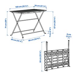 Measurement Illustration - TÄRNÖ foldable table, outdoor