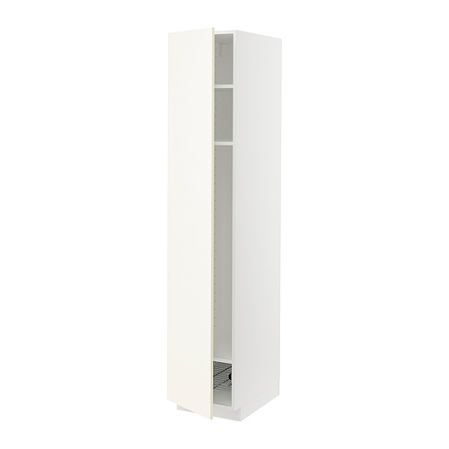 Mueble de cocina METOD blanco, alto con secciones abiertas, estantes ajustables, diseño moderno.