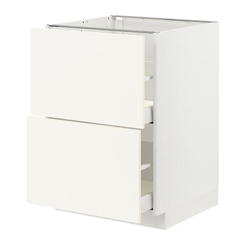 Mueble de cocina METOD blanco, diseño moderno y elegante con dos cajones y elegante acabado blanco.