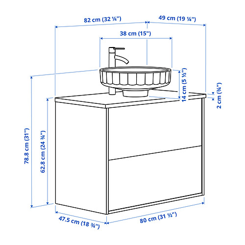 ÄNGSJÖN / LERSJÖN, sink cabinet with 2 drawers and BROGRUND tap. 8 of 8 open dialog