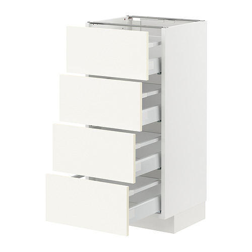 Mueble de cocina METOD blanco - 4 cajones, diseño moderno, blanco, plástico y madera.