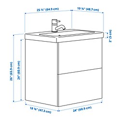 Measurement Illustration - ENHET/TVÄLLEN sink cabinet w drawers/sink/faucet