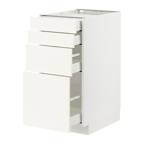 Mueble de cocina METOD blanco de ikea con múltiples cajones extraíbles.
