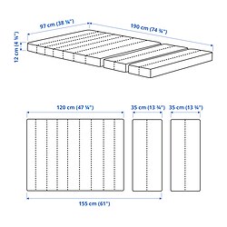 Measurement Illustration - INNERLIG spring mattress for extendable bed