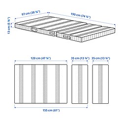 Measurement Illustration - ÖMSINT pocket spring mattress for ext bed