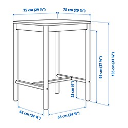 Measurement Illustration - RÖNNINGE bar table