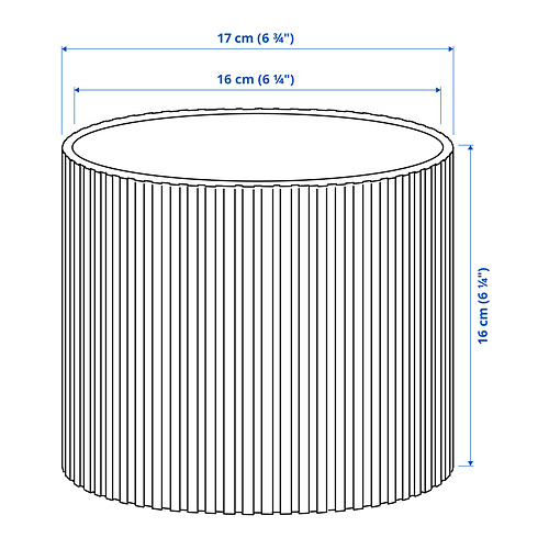 Ilustración con medidas del producto: DAKSJUS.