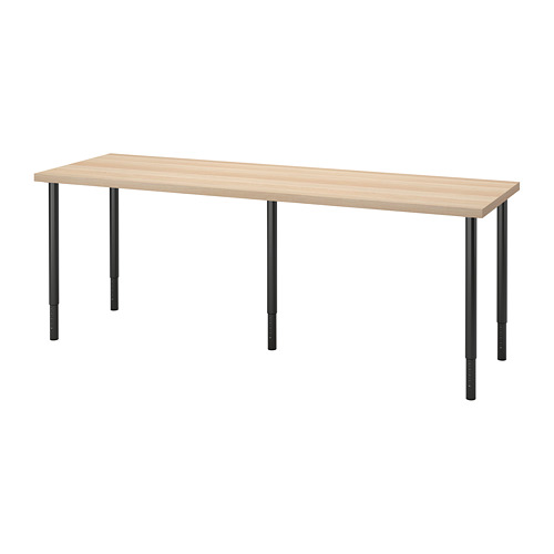 LAGKAPTEN: escritorio moderno en madera clara y metal negro para un uso versátil.