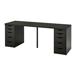 LAGKAPTEN/ALEX, escritorio, Negro-marrón / negro