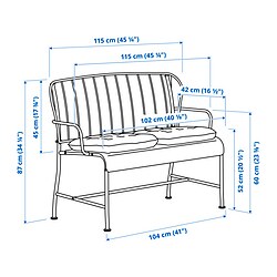 Measurement Illustration - LÄCKÖ loveseat, outdoor