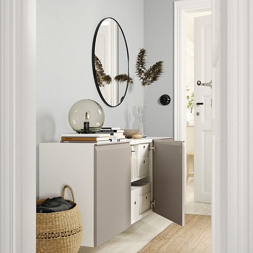 BESTÅ, wall-mounted sideboard with doors 3 of 5 open dialog