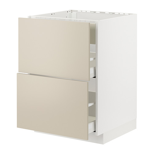 Esta imagen muestra un mueble de cocina METOD beige con dos cajones y un acabado liso.