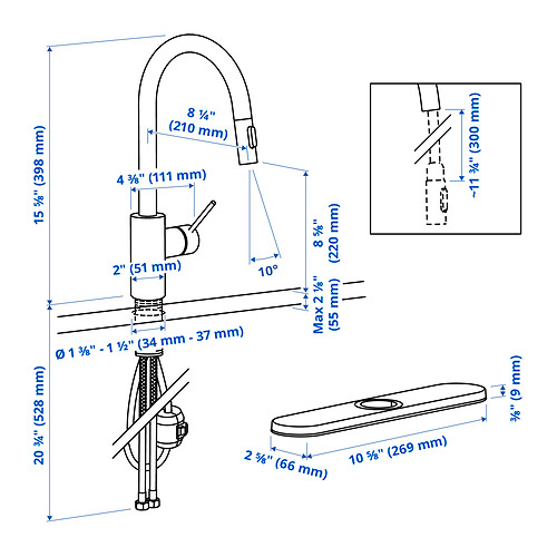 SALLSJÖN, grifo extensible+rociador. 6 de 7 open dialog
