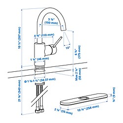 Measurement Illustration - SALLSJÖN mixer tap single side lever