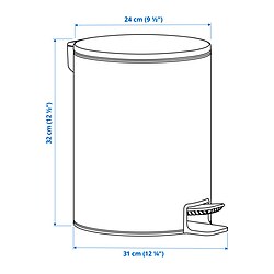 Measurement Illustration - TURRIDNING pedal bin