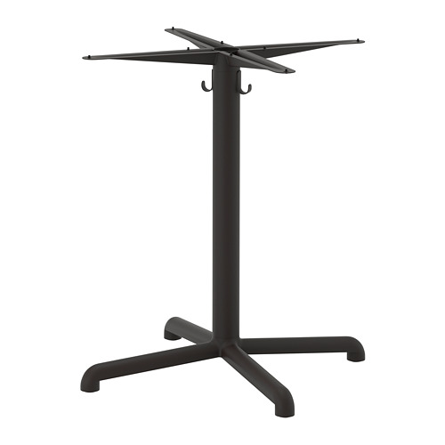 Soporte de mesa de metal negro con tres puntas, soporte de gancho central, diseño moderno y elegante.