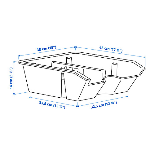 Ilustración con medidas del producto: SORTERA.