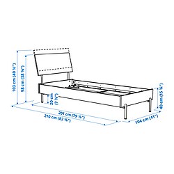 Ilustración de medidas - RÅDMANSÖ base de cama