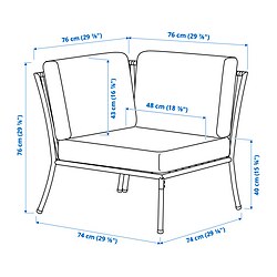 Measurement Illustration - SEGERÖN corner section with pad