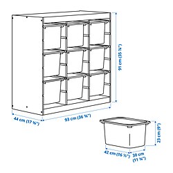 Measurement Illustration - TROFAST storage combination with boxes