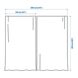 Measurement Illustration - MATILDA sheer curtains, 1 pair