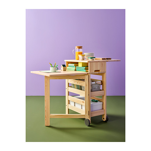 RESARÖ, mobile drop-leaf table w storage 6 of 8 open dialog
