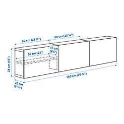 Ilustración de medidas - BESTÅ comb gabinetes montados pared