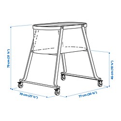 Measurement Illustration - ÄLSKVÄRD bassinet with sleeping pad