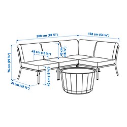 Ilustración de medidas - SEGERÖN/LÅGASKÄR conjunto de 3 plazas