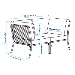 Measurement Illustration - SEGERÖN loveseat, outdoor
