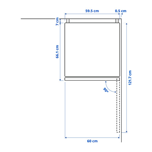 Ilustración con medidas del producto: VINDÅS.