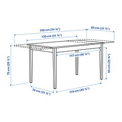Ilustración de medidas - NÄSINGE mesa extensible