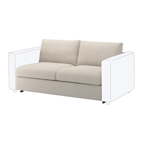 Un sofá VIMLE en color beige claro. Su diseño elegante y moderno es una funda extraíble y lavable a máquina con una textura similar a la lana.
