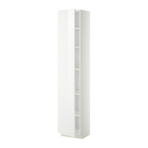 Mueble de cocina blanco alto brillo IKEA METOD, alto y rectangular con estantes ajustables.